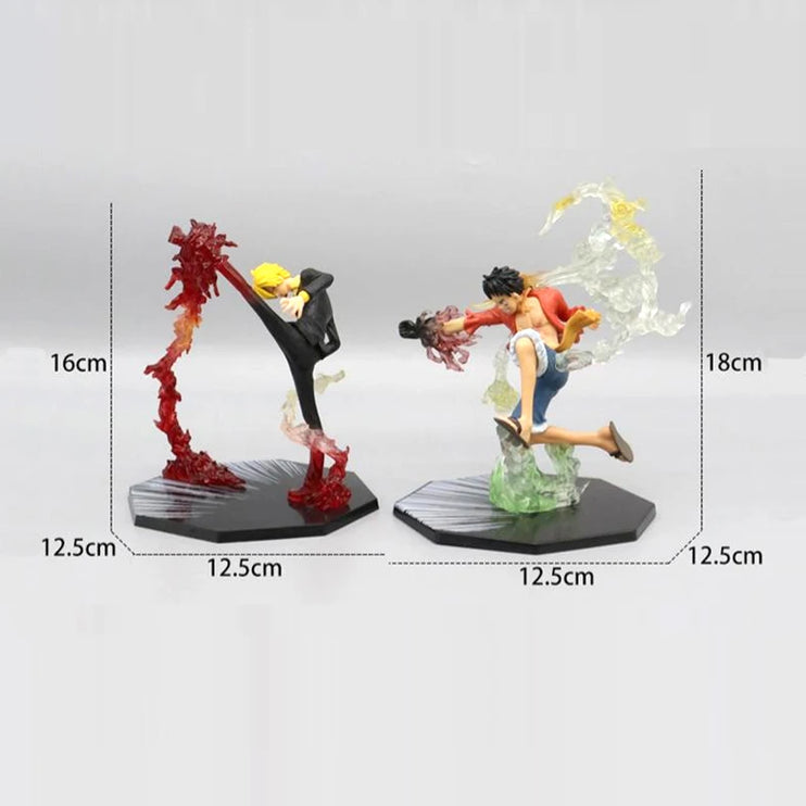 One Piece Luffy Sanji Zoro Ace Lot de 4 figurines de combat 16 cm
